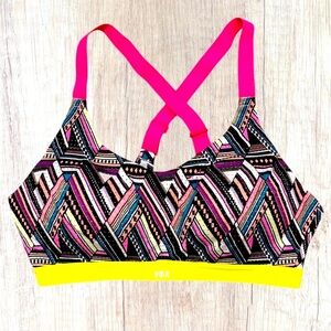 VICTORIAS SECRET VSX Neon Geometric Cross X-Back Padded Sports Bra 36C